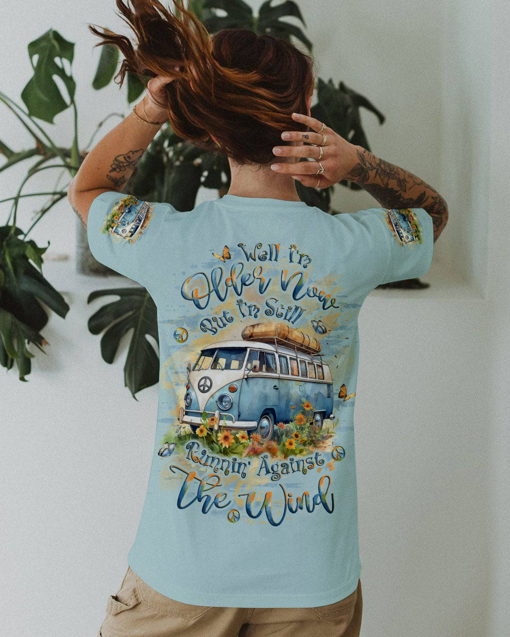 Older Now But I_E2_80_99m Still Runnin Against The Wind Blue VW Van and Sunflower AOP Shirts _12_ j55w9