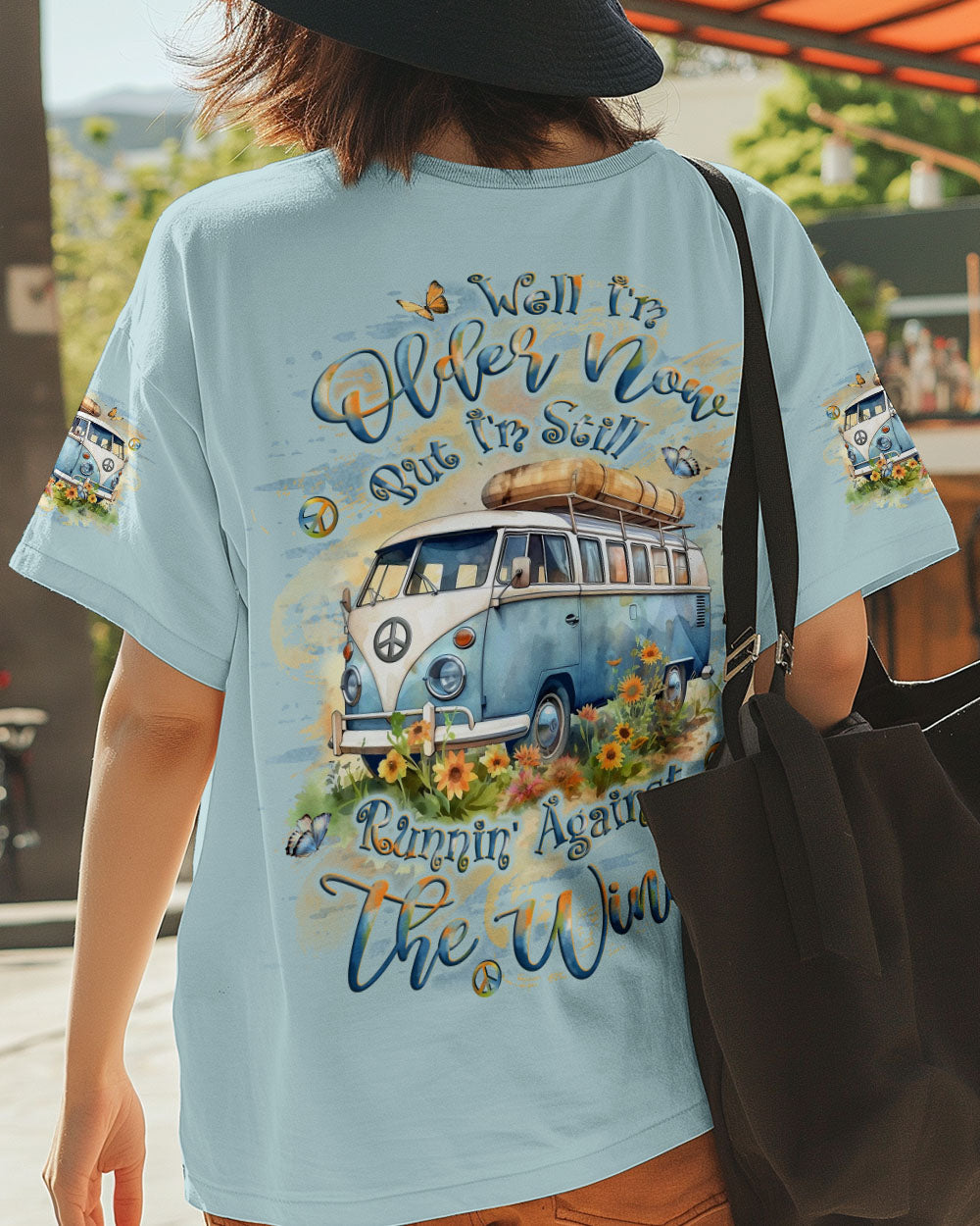 Older Now But I_E2_80_99m Still Runnin Against The Wind Blue VW Van and Sunflower AOP Shirts _1_ eSRZI