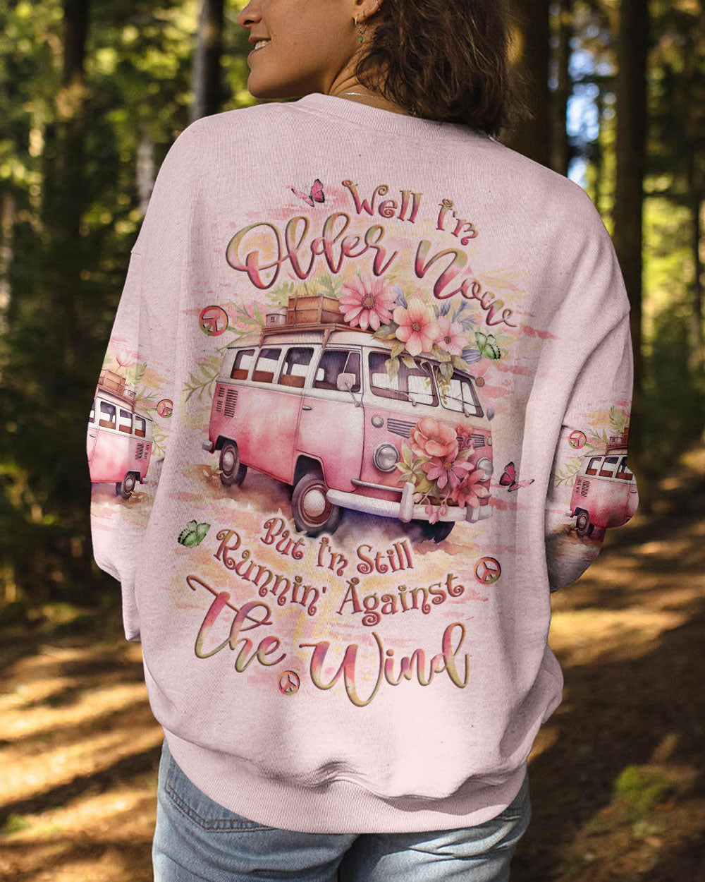 Older Now But I_E2_80_99m Still Runnin_E2_80_99 Against The Wind VW Van and Flower Hippie AOP Shirts _3_ IW7kN