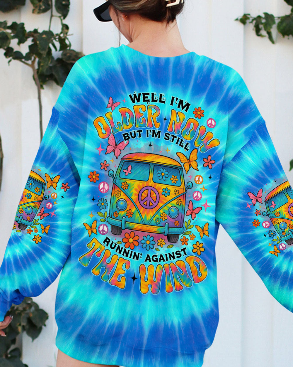 Older Now But I_E2_80_99m Still Runnin_E2_80_99 Against the Wind Blue Tie Dye Peace Van AOP Shirts _10_ dDlu8