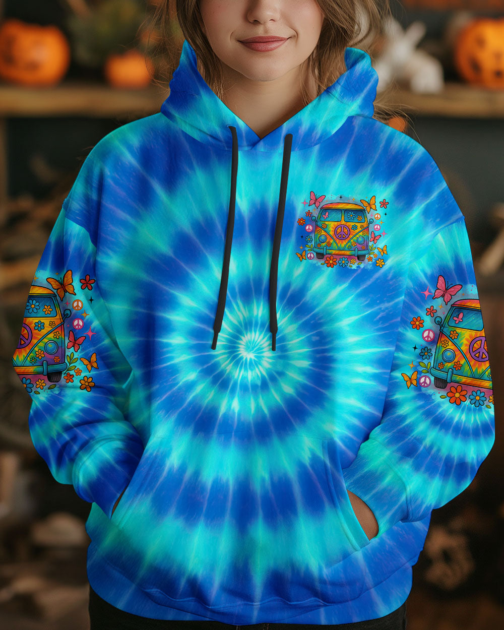 Older Now But I_E2_80_99m Still Runnin_E2_80_99 Against the Wind Blue Tie Dye Peace Van AOP Shirts _7_ ym8wR