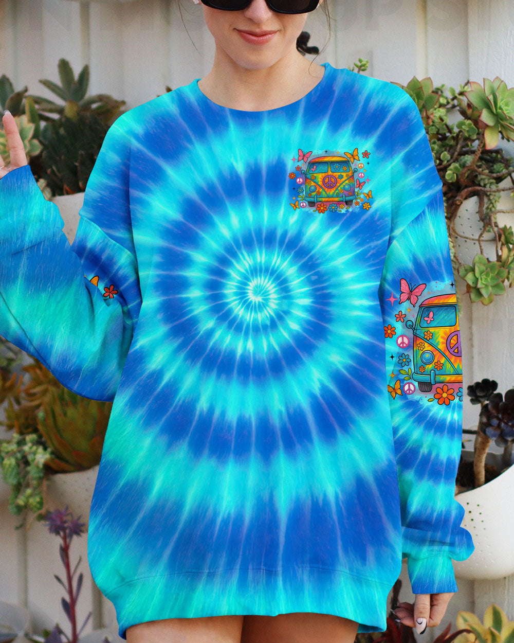 Older Now But I_E2_80_99m Still Runnin_E2_80_99 Against the Wind Blue Tie Dye Peace Van AOP Shirts _9_ XG7WD