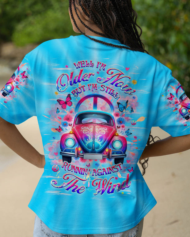 Older Now But I?m Still Runnin? Against the Wind - Blue Vintage Hippie Car - AOP Shirts