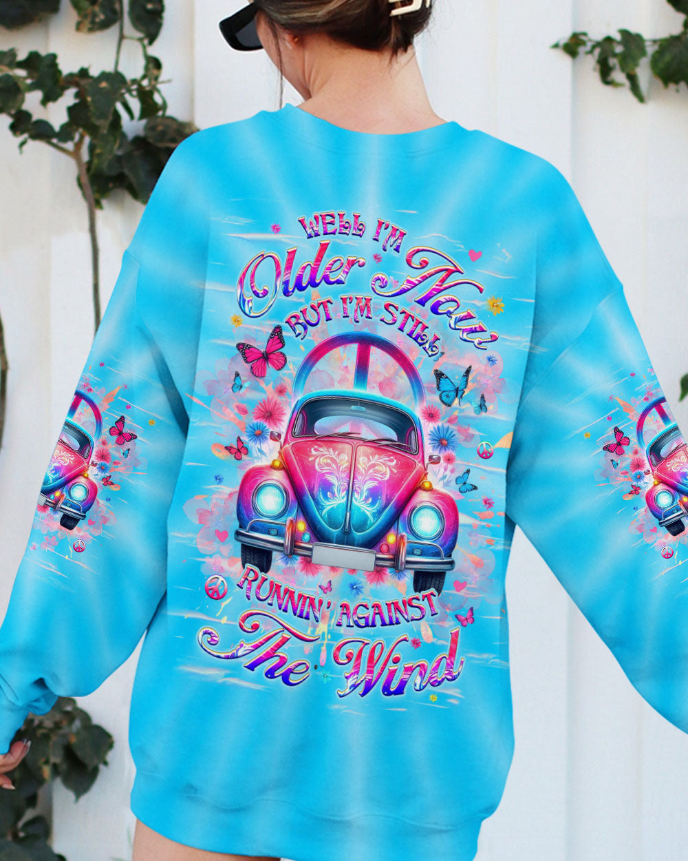 Older Now But I_E2_80_99m Still Runnin_E2_80_99 Against the Wind Blue Vintage Hippie Car AOP Shirts _9_ m78yl