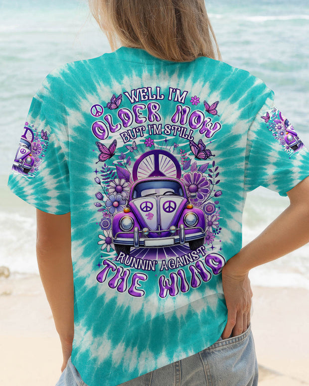 Older Now But I?m Still Runnin? Against the Wind - Purple Tie-Dye Hippie Car - AOP Shirts