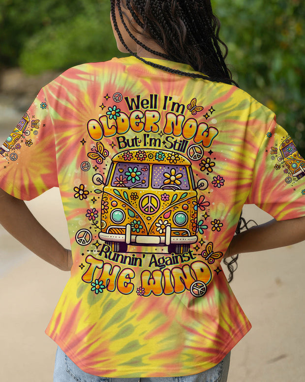 Older Now But I'm Still Runnin Against the Wind - Yellow Tie-Dye Hippie Van Design - AOP Shirts