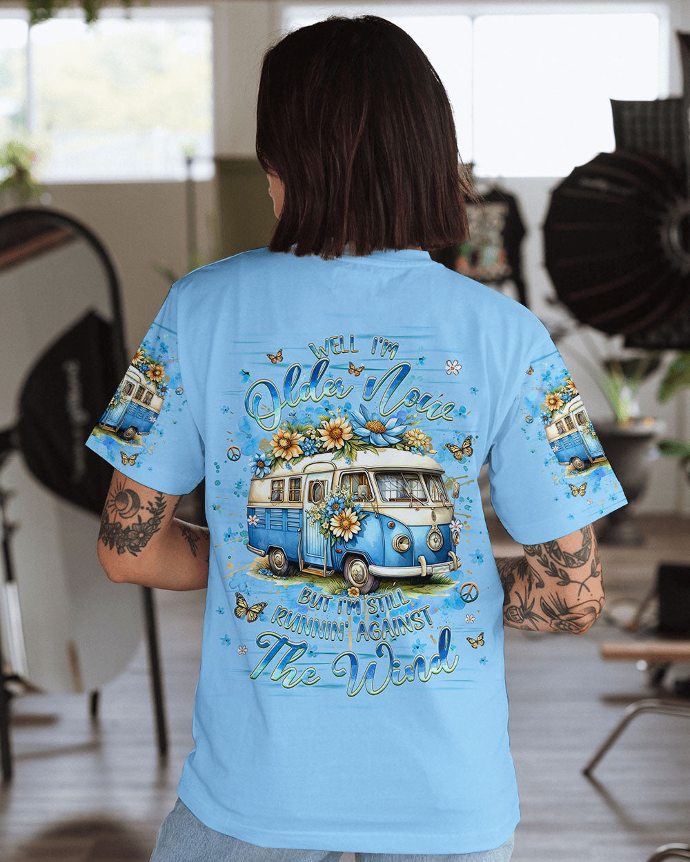Older Now But Im Still Runnin Against The Wind Retro VW Van AOP Shirts _11_ kt8Do