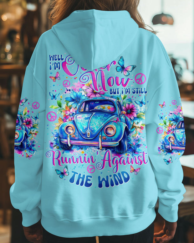 Older Now But I'm Still Runnin Against the Wind - Blue Retro Car Graphic - AOP Shirts