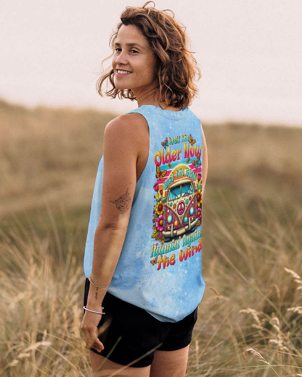 Older Now But Im Still Runnin Against the Wind Floral VW Bus Graphic AOP Shirts _13_ pDCHS