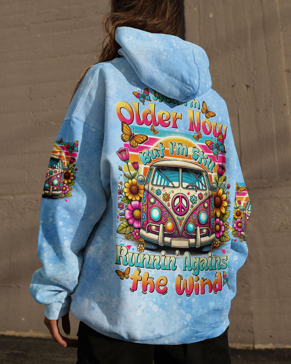 Older Now But Im Still Runnin Against the Wind Floral VW Bus Graphic AOP Shirts _1_ pOKUL