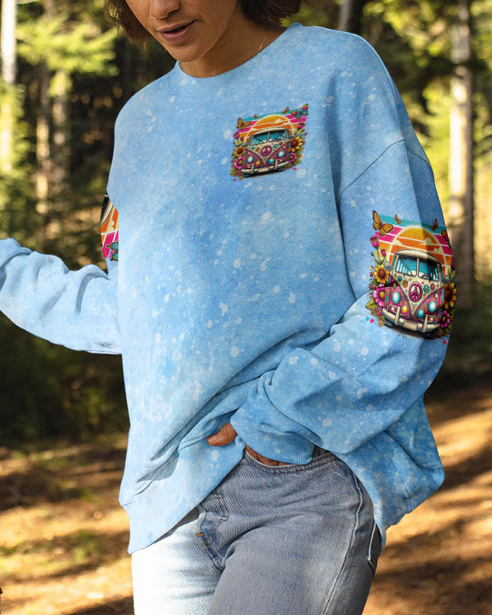 Older Now But Im Still Runnin Against the Wind Floral VW Bus Graphic AOP Shirts _8_ cB31C