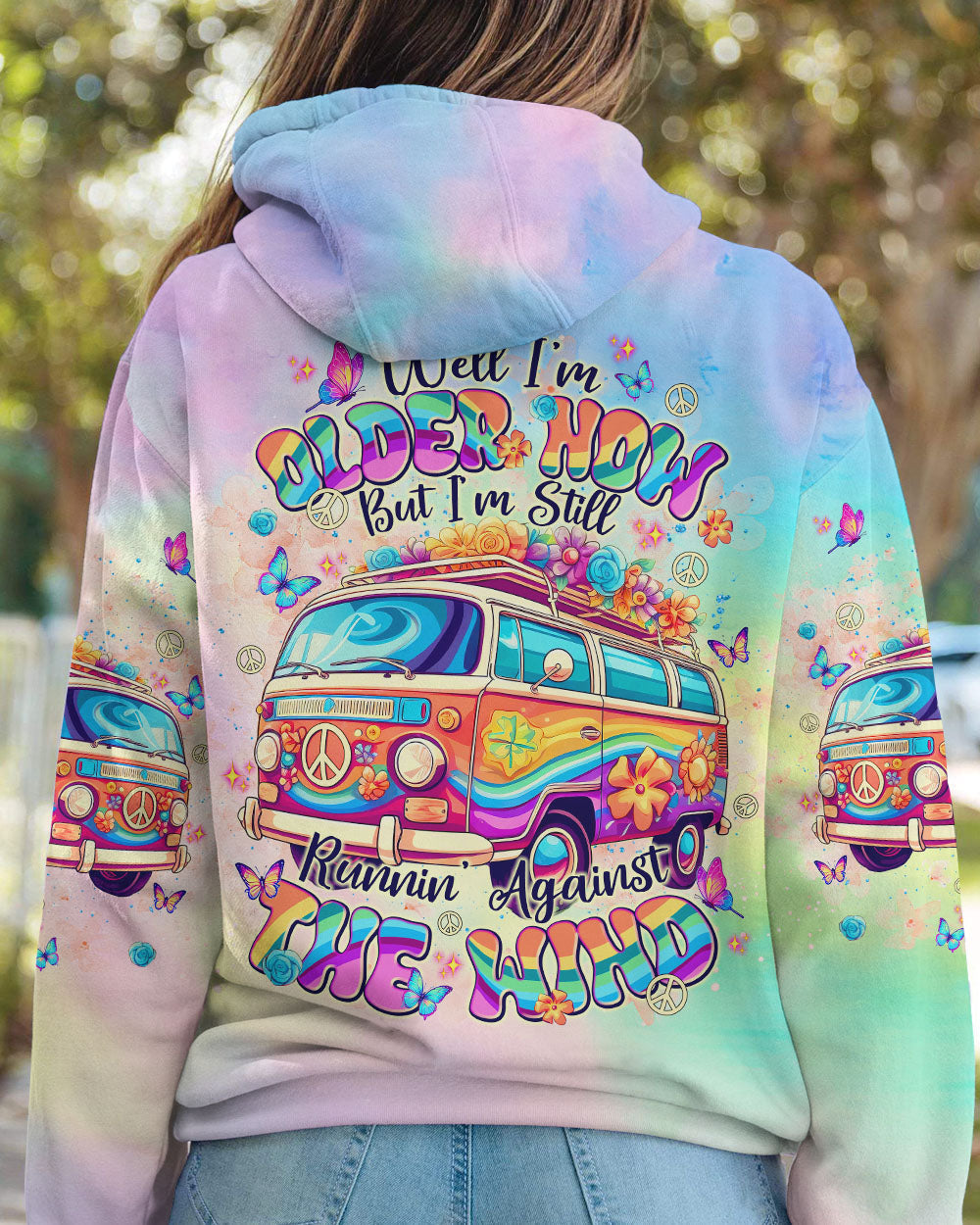 Older Now But Im Still Runnin Against the Wind Peace Van and Flowers AOP Shirts _12_ lAHqW