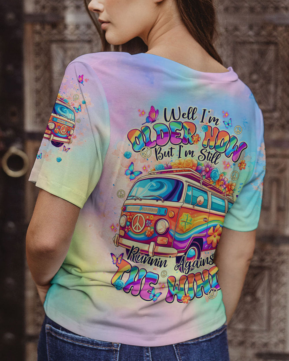 Older Now But Im Still Runnin Against the Wind Peace Van and Flowers AOP Shirts _3_ l4Nbg