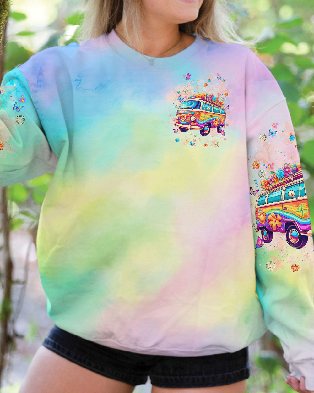 Older Now But Im Still Runnin Against the Wind Peace Van and Flowers AOP Shirts _6_ GeKqN