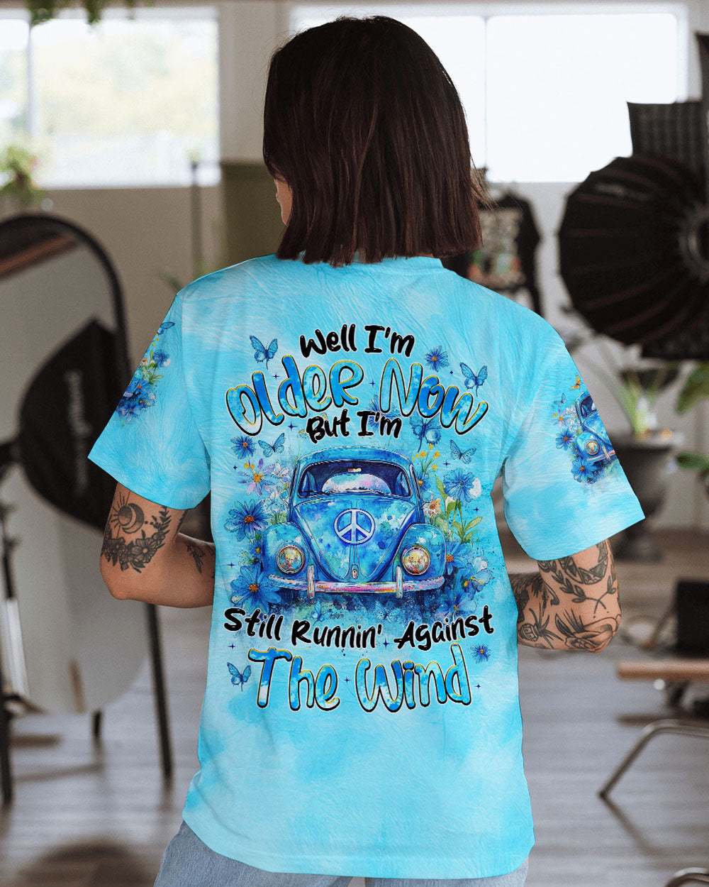 Older Now But Im Still Running Against The Wind Watercolor Blue VW Beetle AOP Shirts _10_ 4stq0