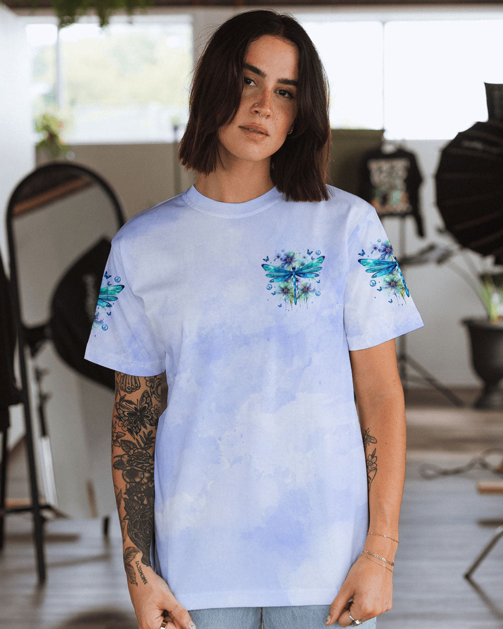 Older Now But Still Runnin Against the Wind Blue Dragonfly Floral AOP Shirts _10_ GAdyS