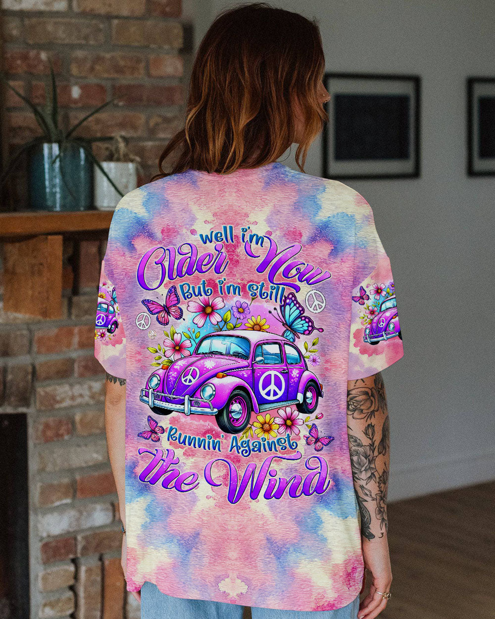 Older Now But Still Runnin Against the Wind Tie Dye Purple VW Bug AOP Shirts _1_ ddg9C