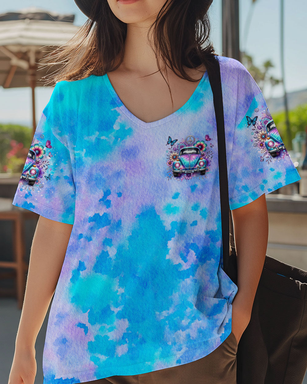 Older Now But Still Running Against The Wind Tie Dye VW Bug with Floral AOP Shirts _11_ E54wE