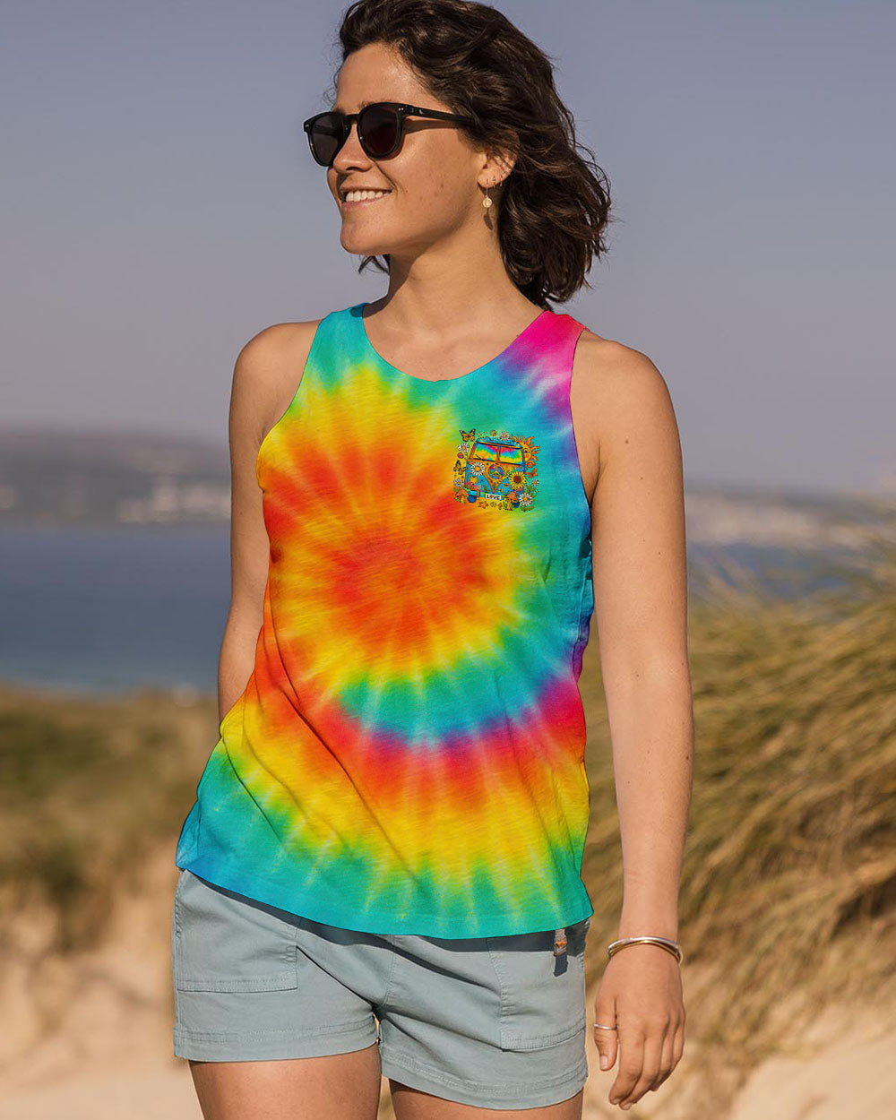 Older Now But Still Running Against The Wind Tie Dye VW Van Peace _26 Love Design AOP Shirts _10_ CWwwe