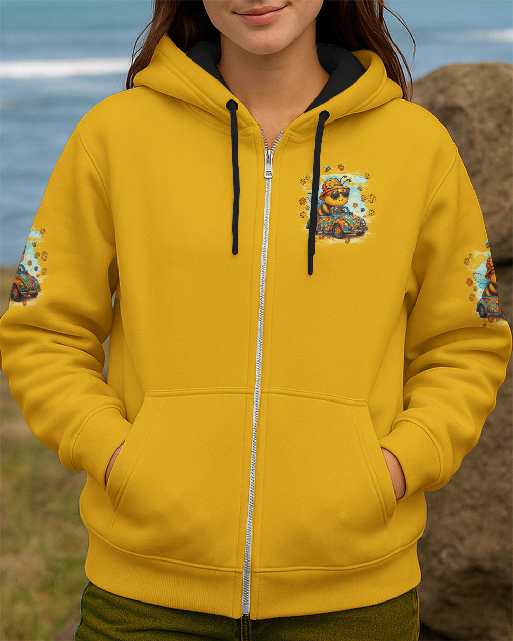 Older Now But Still Running Against The Wind Vintage Bee Peaceful VW Car AOP Shirts _8_ PiVhK