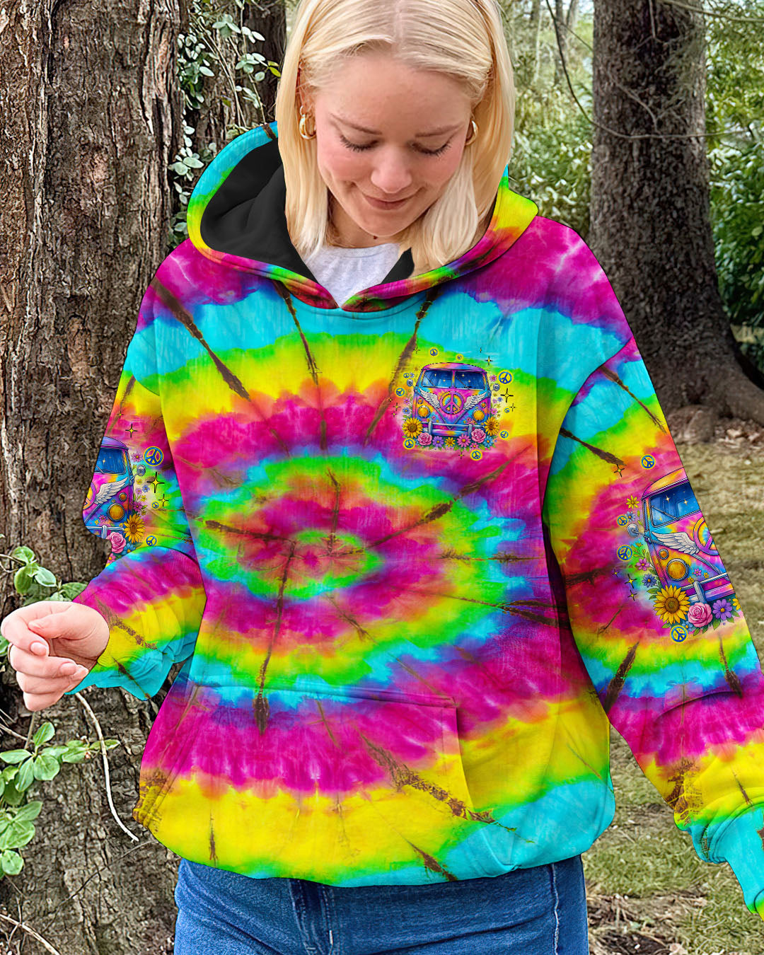 Older Now But Still Running Tie Dye Peace Sign VW Van Peace _26 Sunflowers AOP Shirts _8_ uBEdU