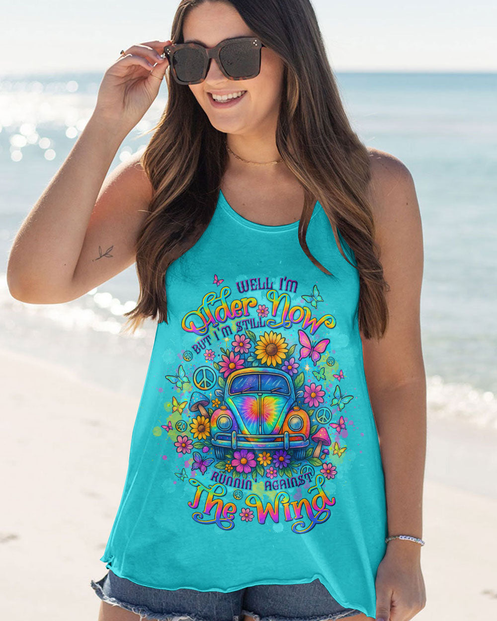 Older Now Runnin_E2_80_99 Against the Wind Psychedelic Tie Dye Car Graphic for Women AOP Shirts _11_ SzIVq