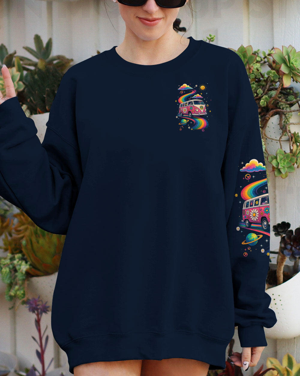 Older Now Running Against The Wind Hippie Van Peace _26 Flower Power Design AOP Shirts _6_ CiKjT