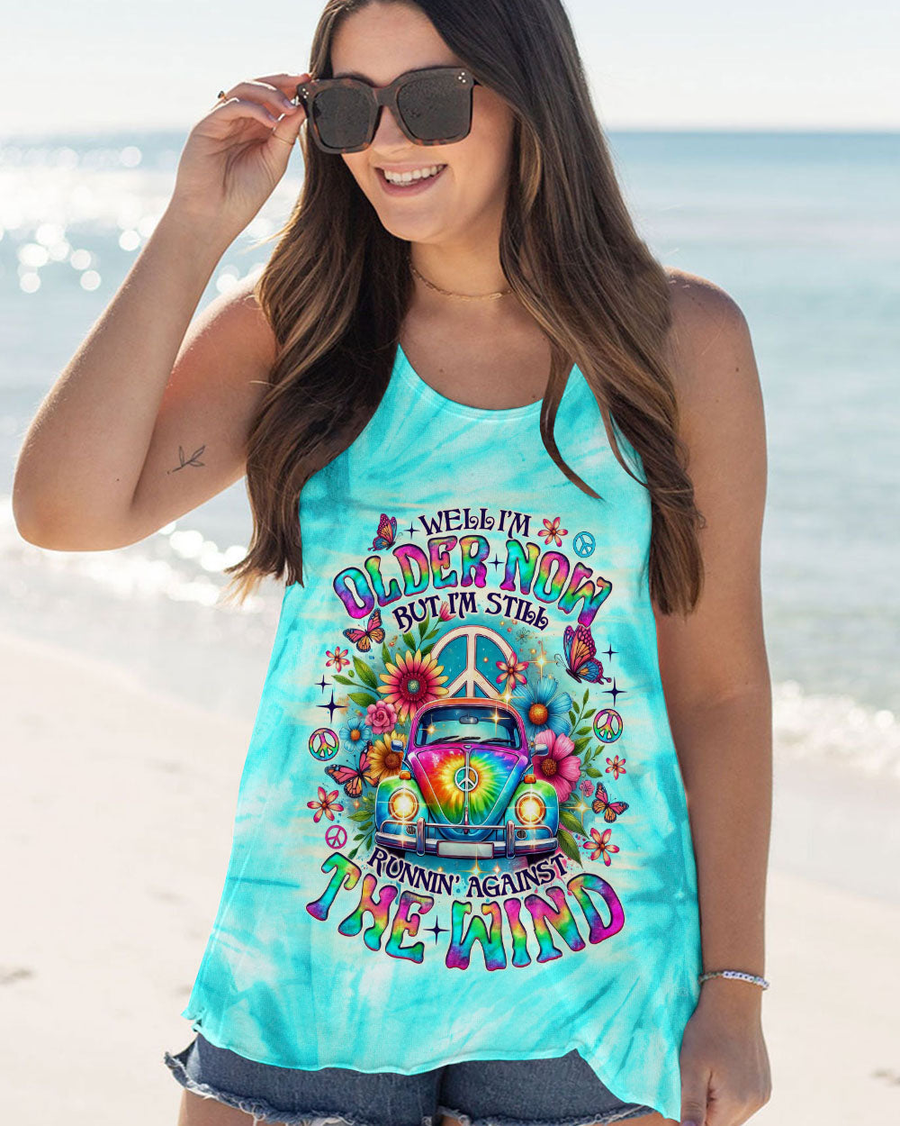 Older Now Running Against the Wind Peace VW Bus _26 Flower Power Perfect for Hippie Style AOP Shirts _5_ Dz7Ir