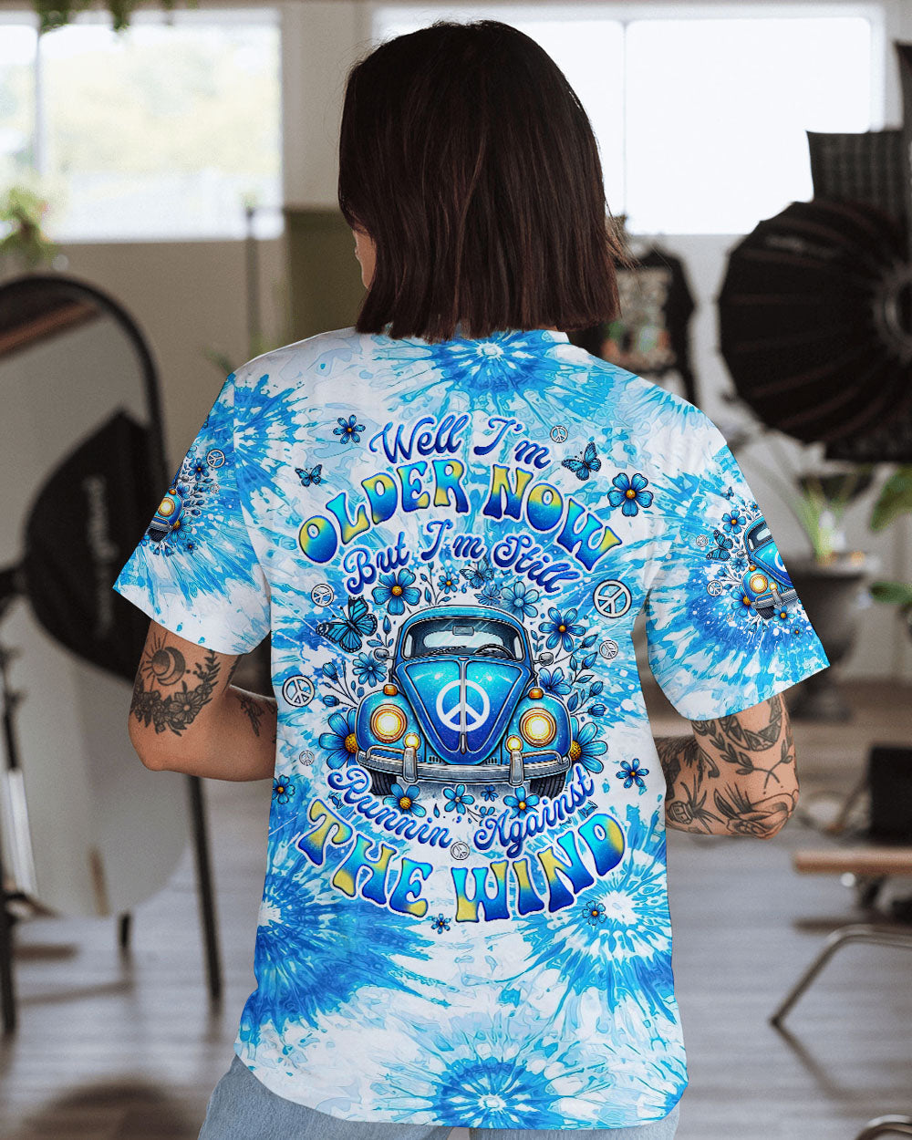 Older Now Still Runnin Against the Wind Blue Tie Dye VW Bug Hippie AOP Shirts _1_ SHIpn