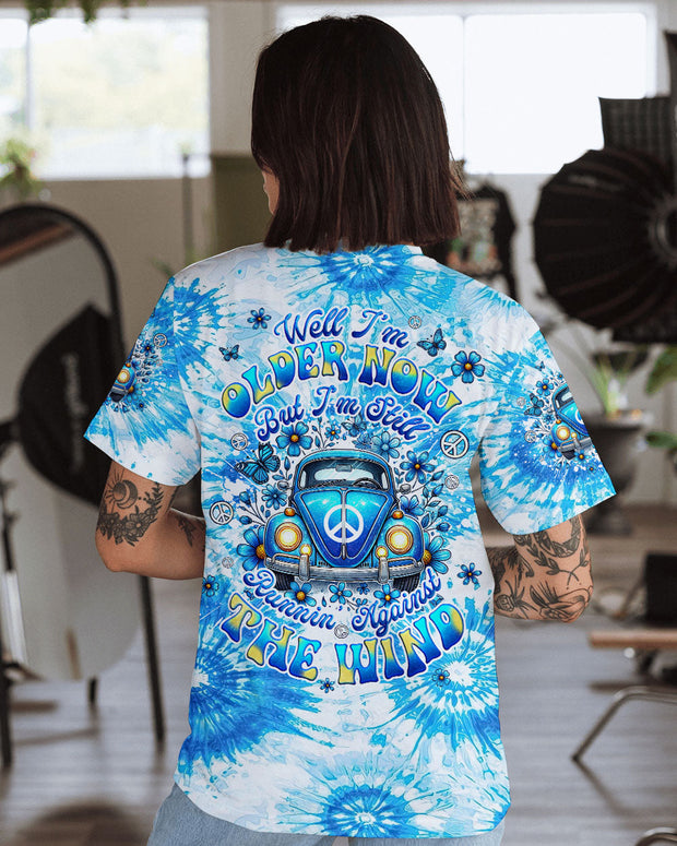 Older Now Still Runnin Against the Wind - Blue Tie Dye VW Bug Hippie - AOP Shirts