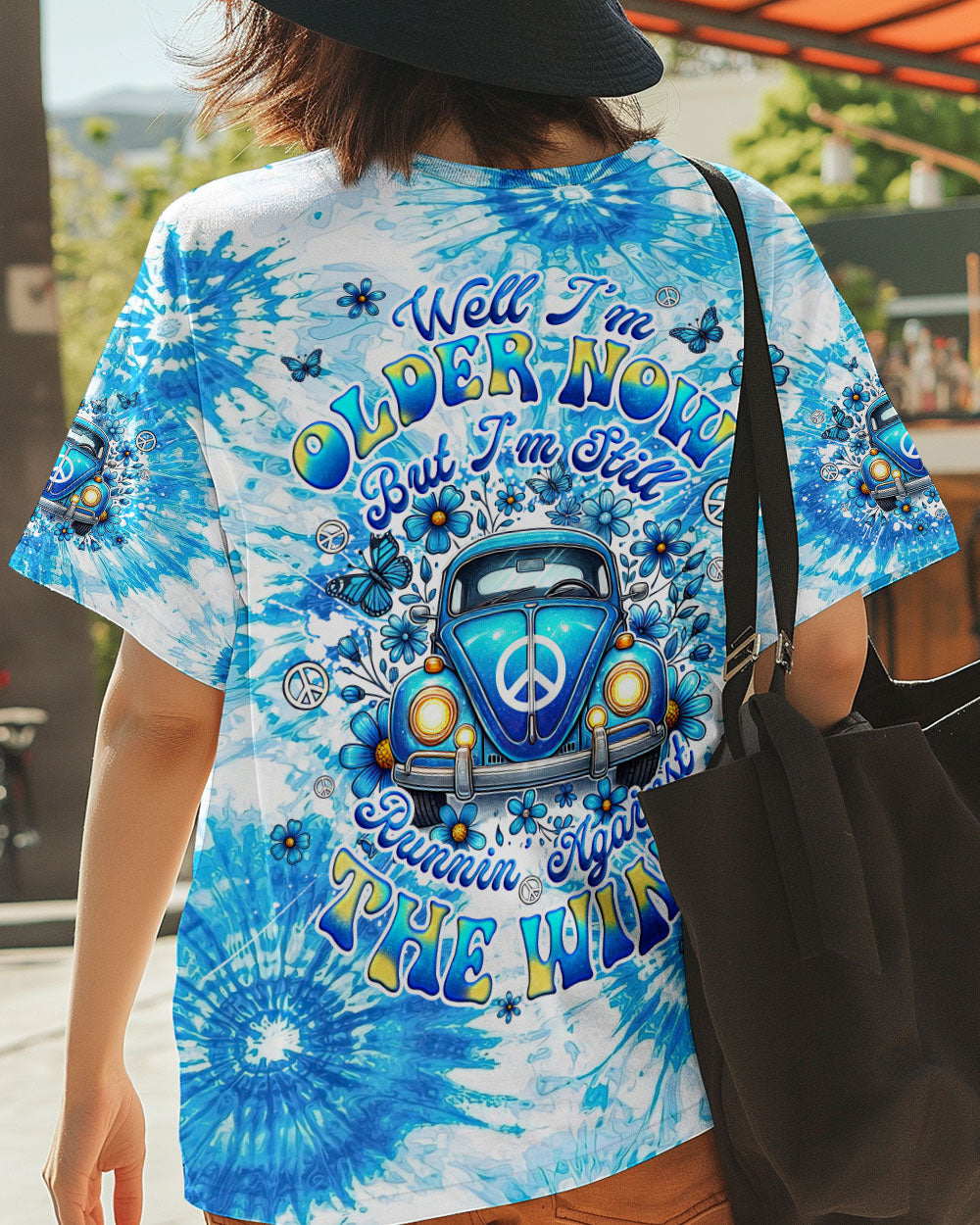 Older Now Still Runnin Against the Wind Blue Tie Dye VW Bug Hippie AOP Shirts _5_ QeJez