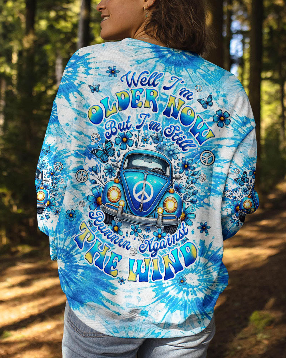 Older Now Still Runnin Against the Wind Blue Tie Dye VW Bug Hippie AOP Shirts _9_ TnrKs