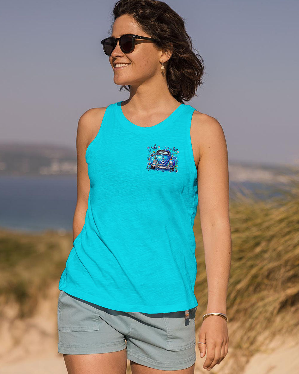 Older Now Still Runnin Against the Wind Blue VW Bug Car Graphic AOP Shirts _13_ tzcnz