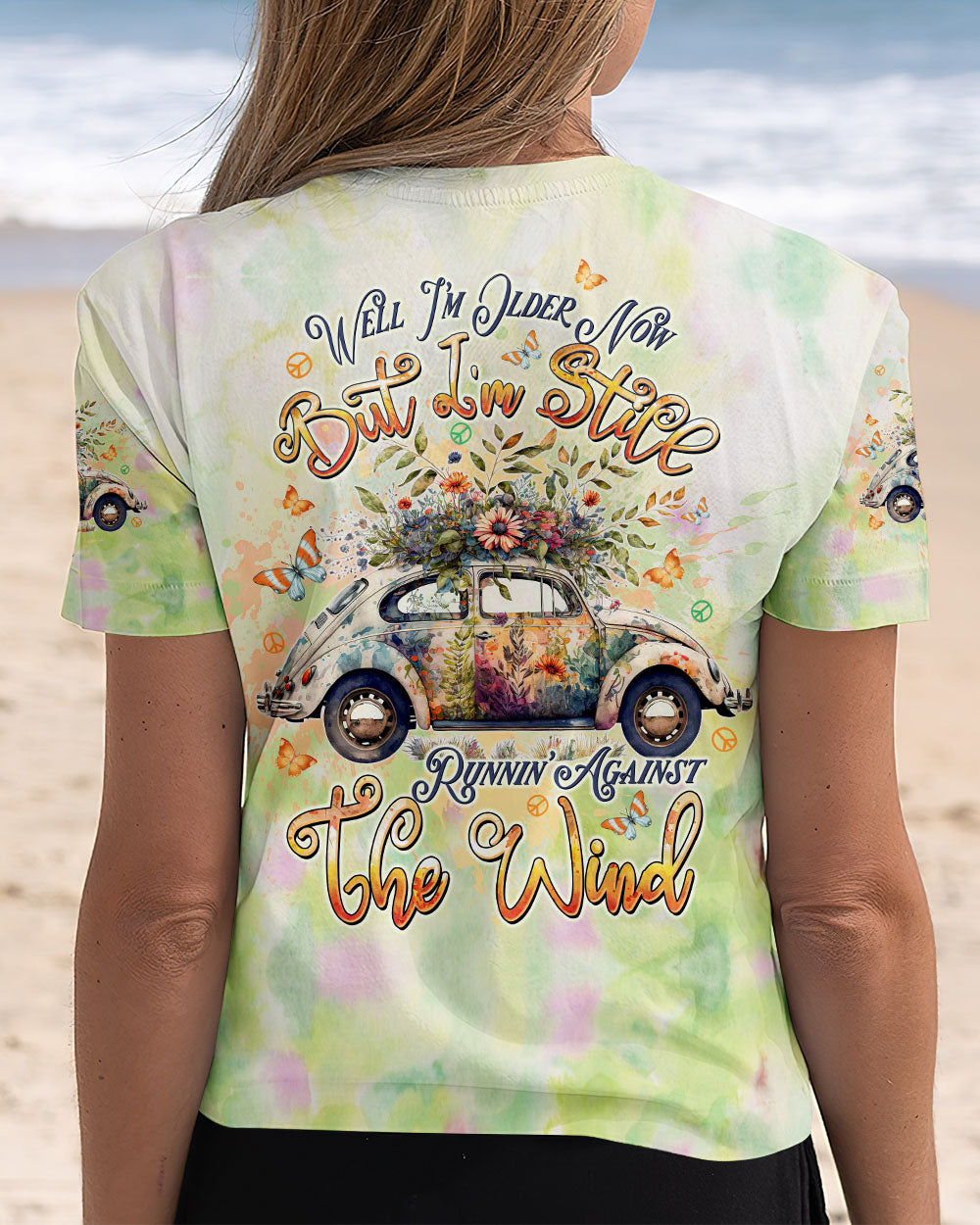 Older Now Still Runnin Against the Wind Floral VW Hippie Car Design AOP Shirts _12_ 6Kv0t