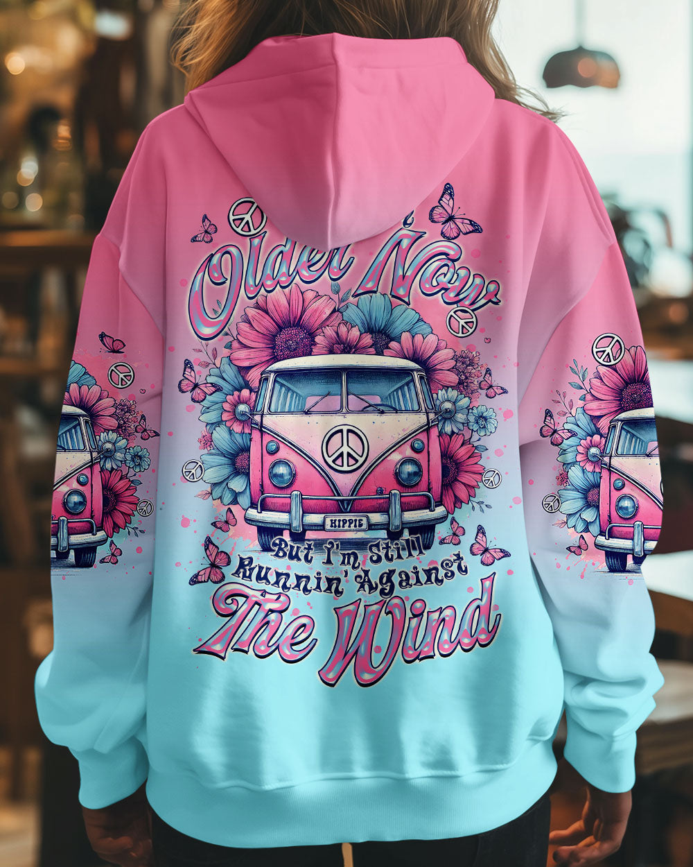 Older Now Still Runnin Against the Wind Pink and Blue Hippie Van AOP Shirts _1_ rgT6H