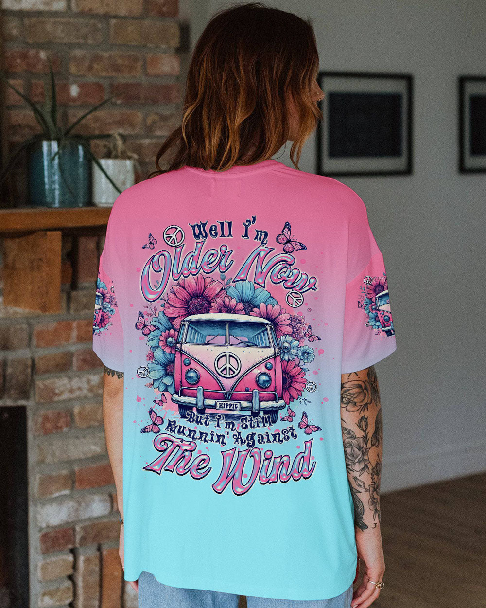 Older Now Still Runnin Against the Wind Pink and Blue Hippie Van AOP Shirts _3_ Zi3qQ
