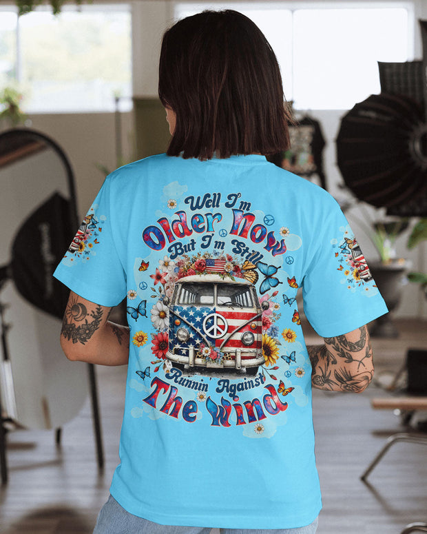 Older Now Still Runnin Against the Wind - USA Flag Peace Van - AOP Shirts