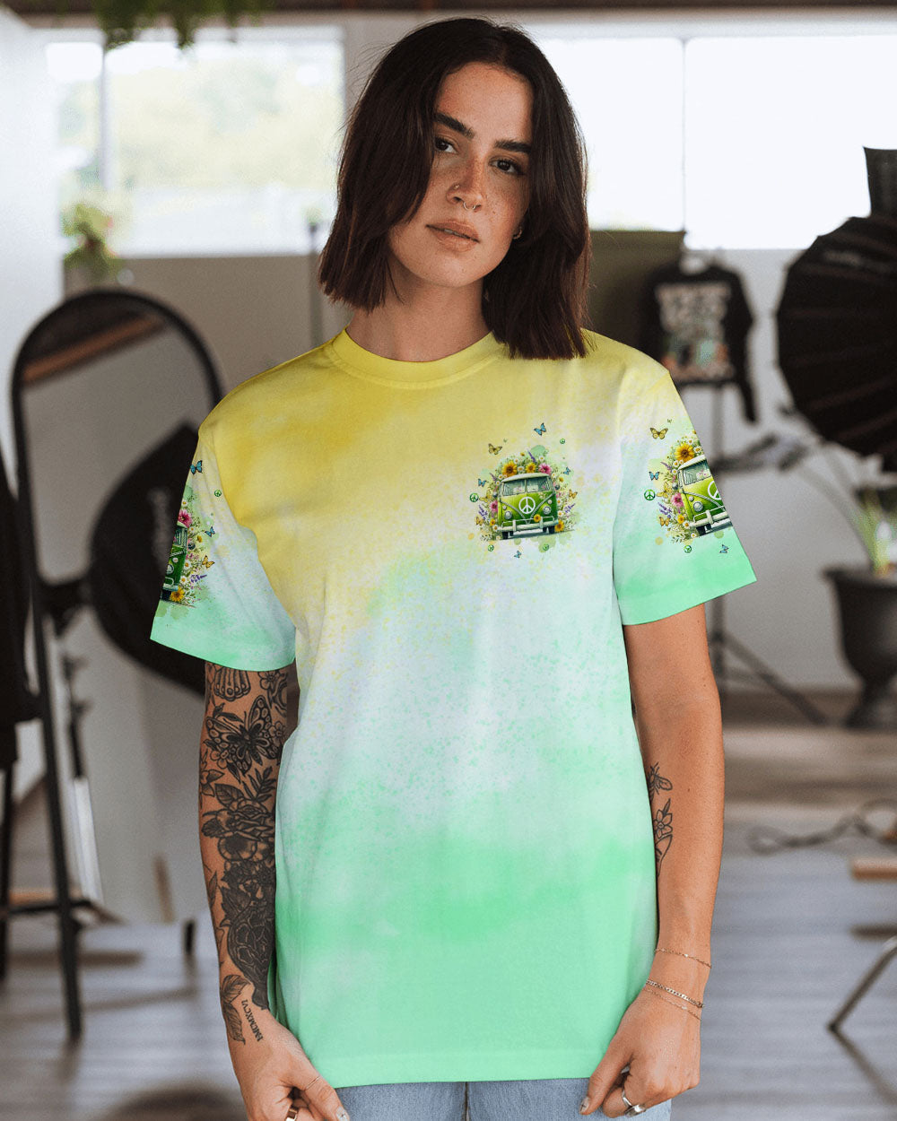 Older Now Still Runnin Older Now Still Runnin Green VW Bus AOP Shirts _3_ bZwpc