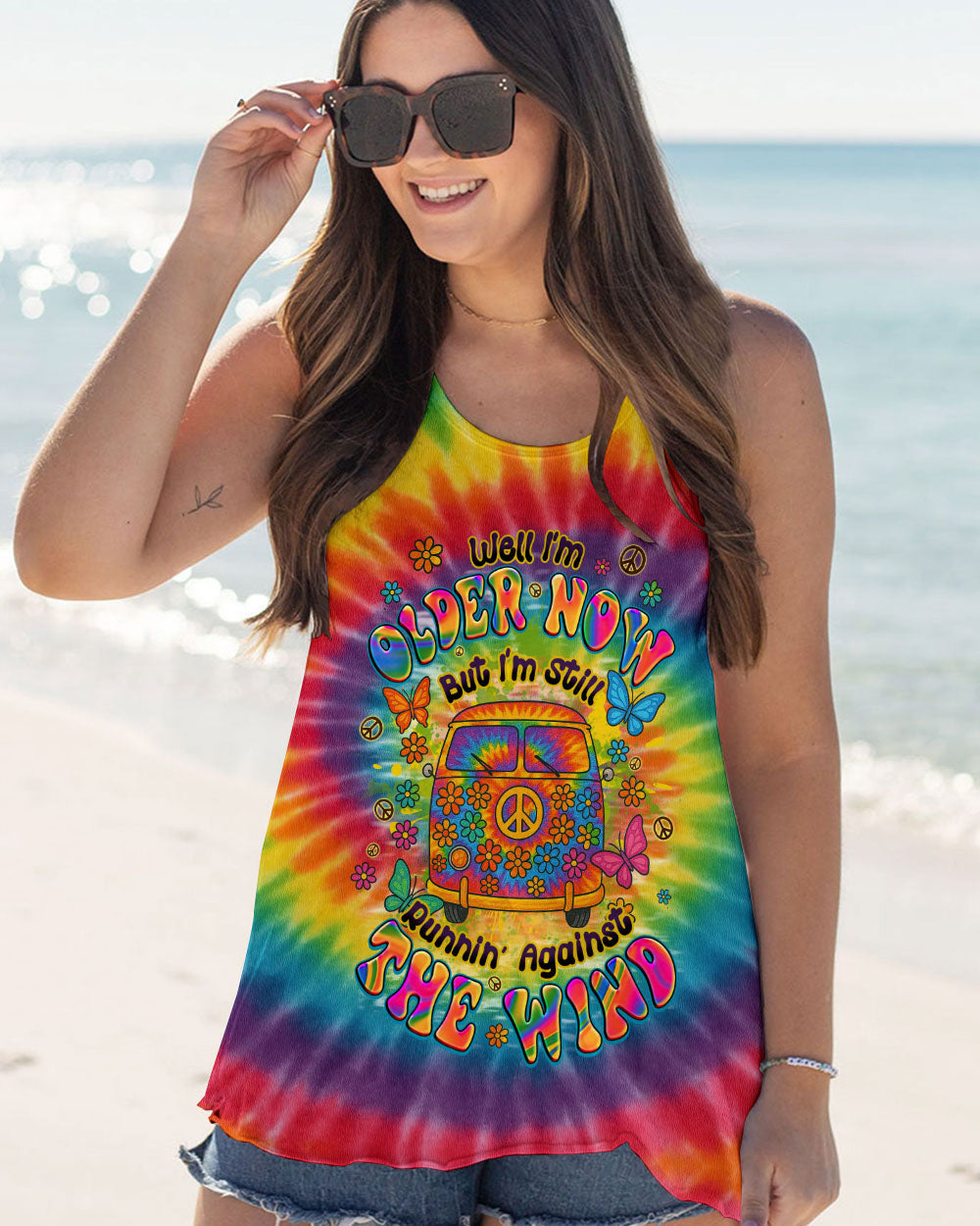 Older Now Still Runnin_E2_80_99 Against the Wind Flower Power Hippie Van Tie Dye AOP Shirts _11_ RRdpq