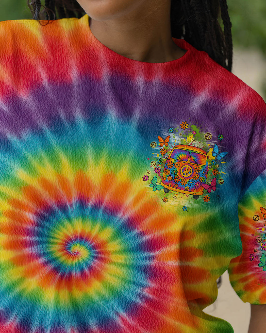 Older Now Still Runnin_E2_80_99 Against the Wind Flower Power Hippie Van Tie Dye AOP Shirts _2_ VTqmV