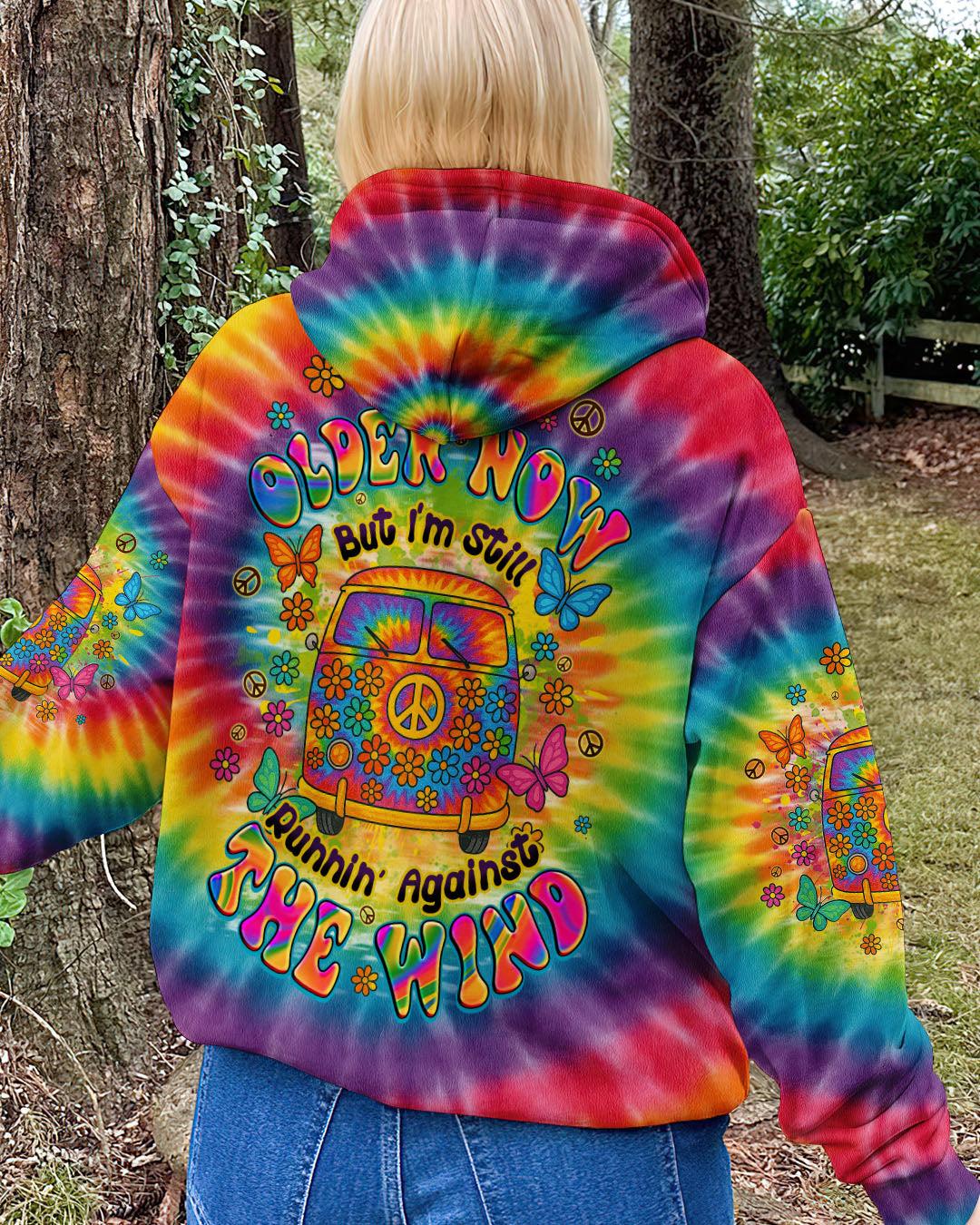 Older Now Still Runnin_E2_80_99 Against the Wind Flower Power Hippie Van Tie Dye AOP Shirts _7_ GwNmm