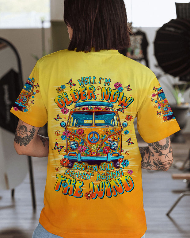 Older Now Still Runnin? Against the Wind - Peace & Flowers VW  Hippie Bus - AOP Shirts