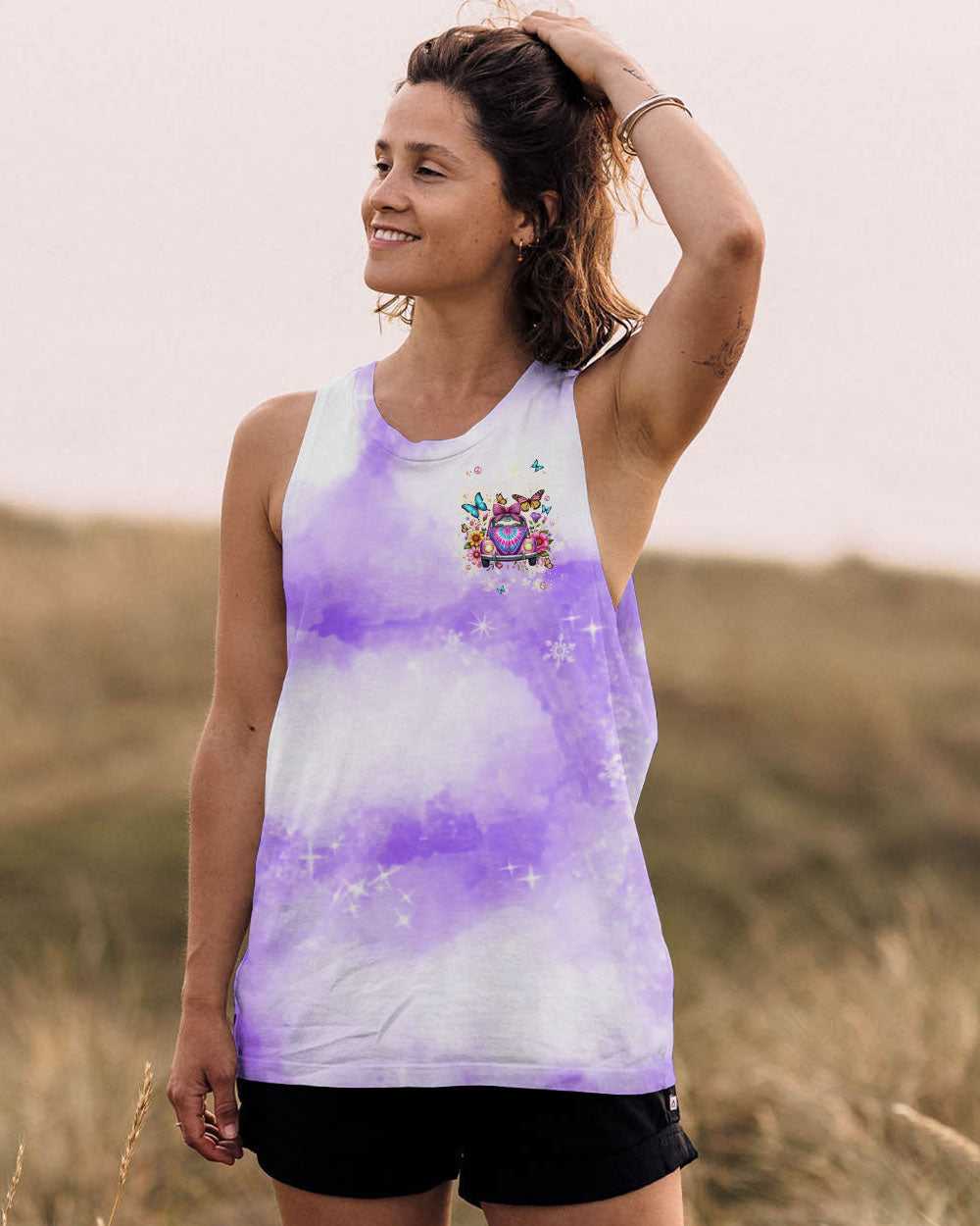 Older Now Still Runnin_E2_80_99 Against the Wind Purple Tie Dye Floral Hippie Car AOP Shirts _12_ cPBzF