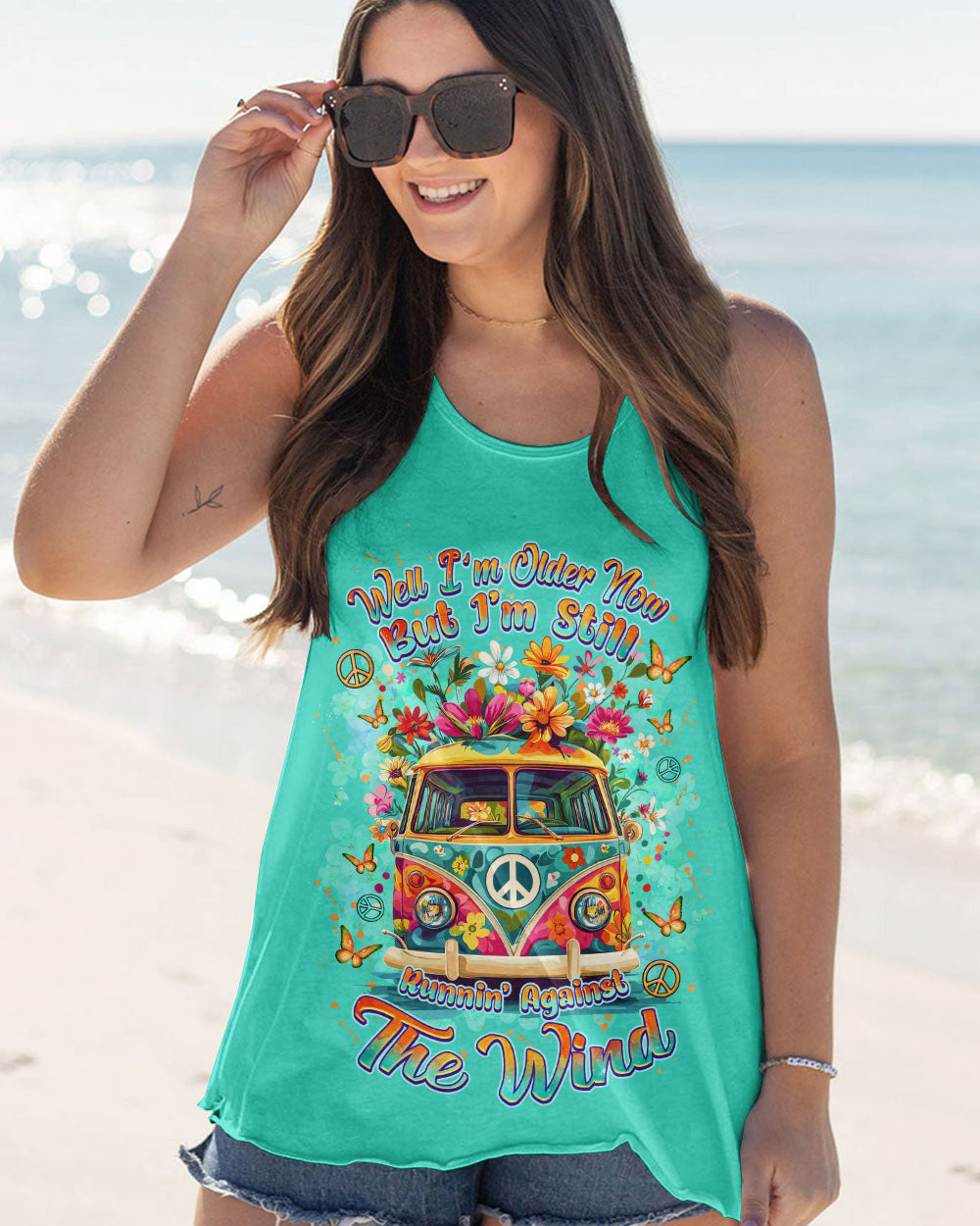 Older Now Still Runnin_E2_80_99 Against the Wind Retro Hippie Van Floral Peace AOP Shirts _12_ TsgVg