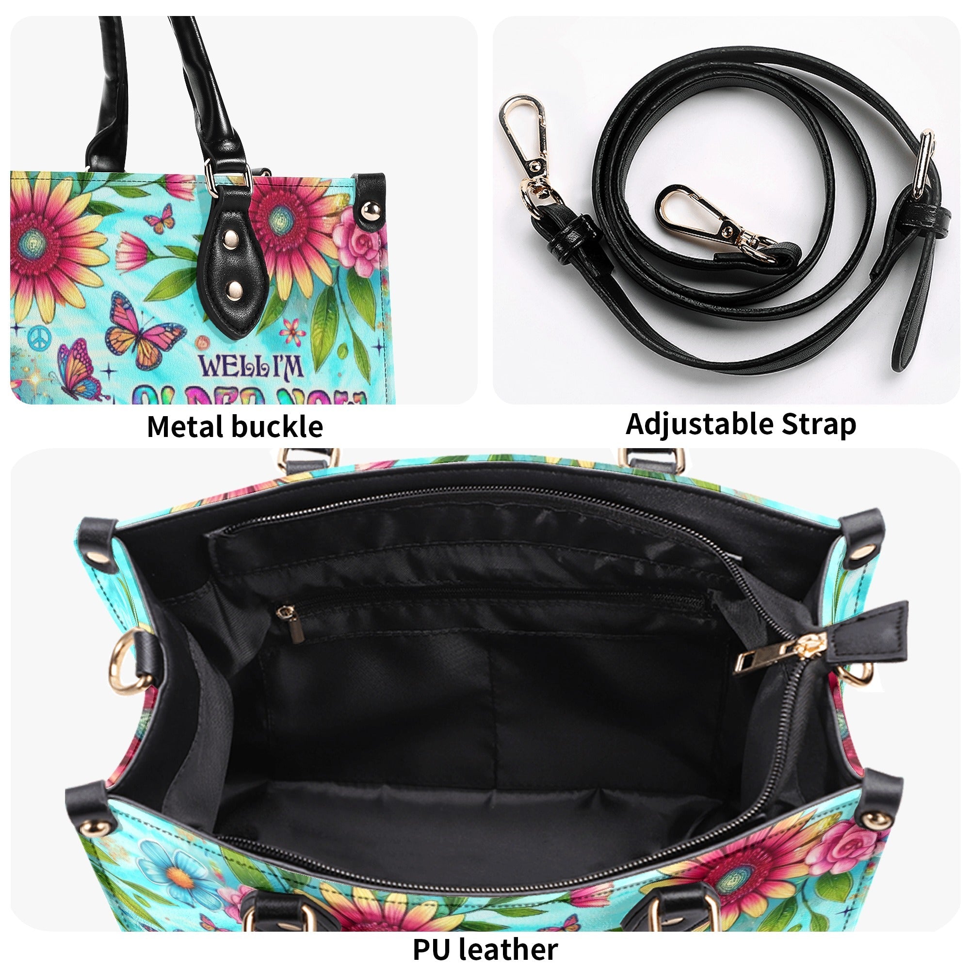 Older Now Still Running Against the Wind Retro Van Floral Hippie Leather Bag _7_ AjRbI