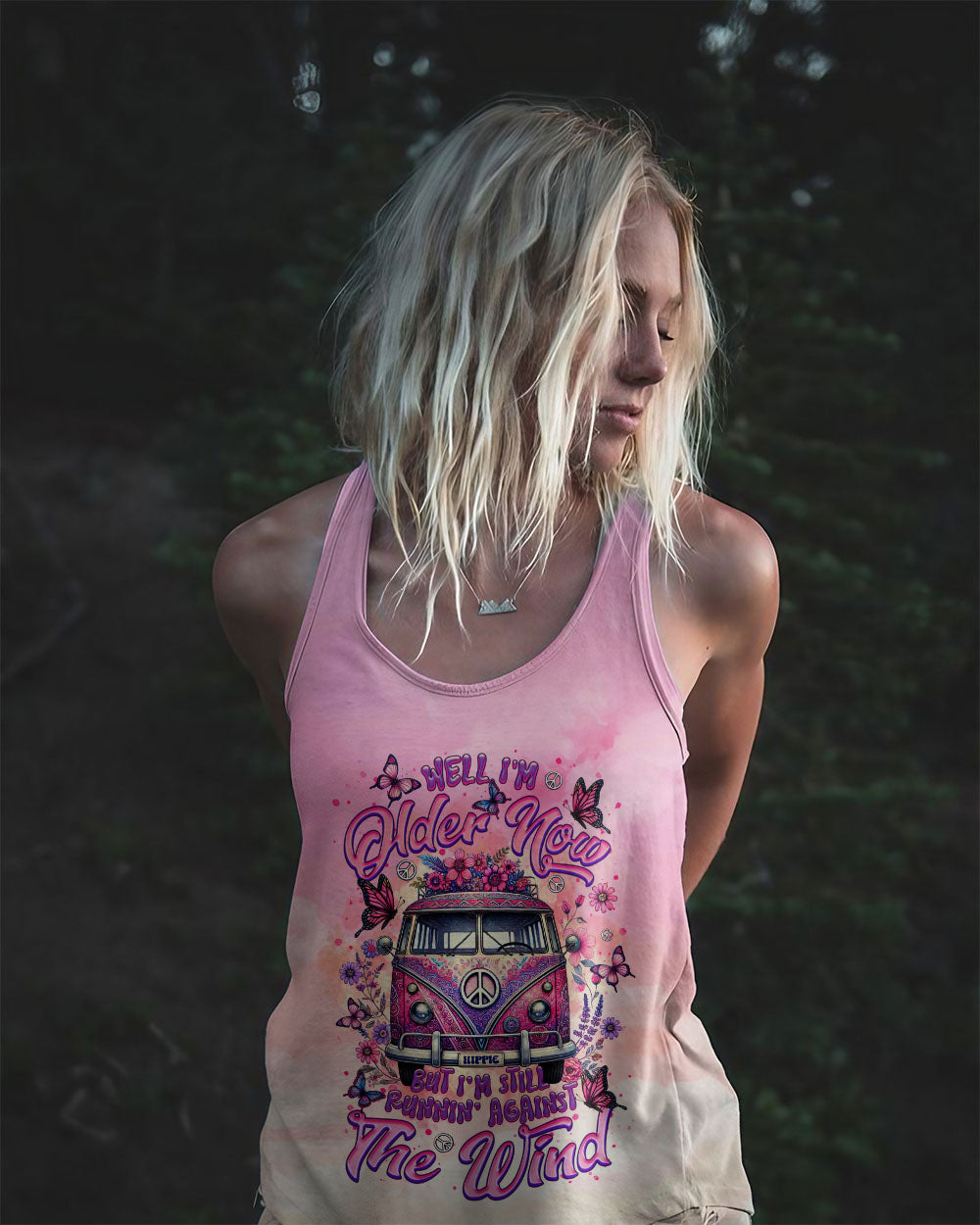 Older Now but I still Runnin Against the Wind Tie Dye Pink Vintage Hippie Van AOP Shirts _10_ CJtxt