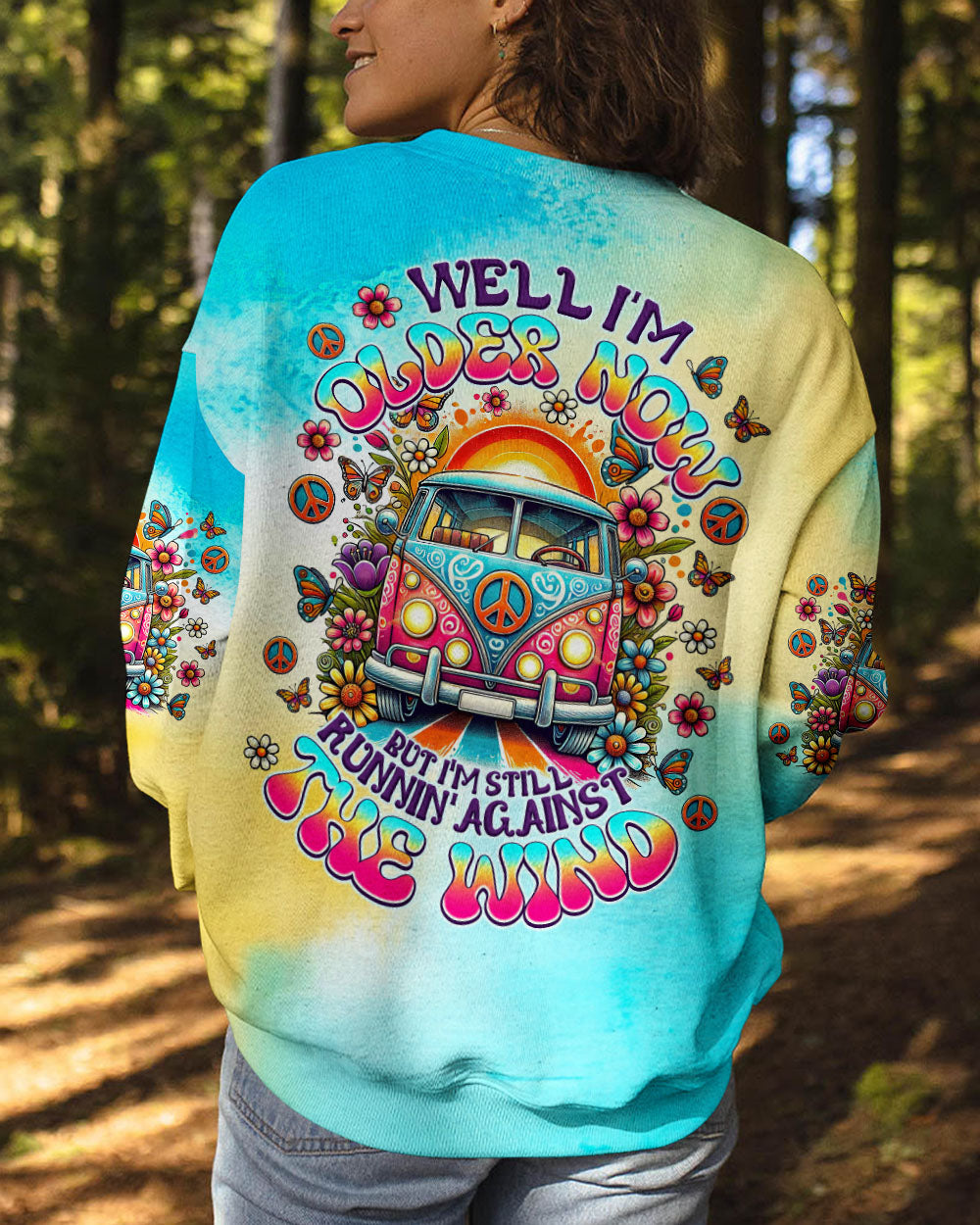 Older Now but Still Runnin Against the Wind Tie Dye Colorful Hippie Van AOP Shirts _10_ vii61