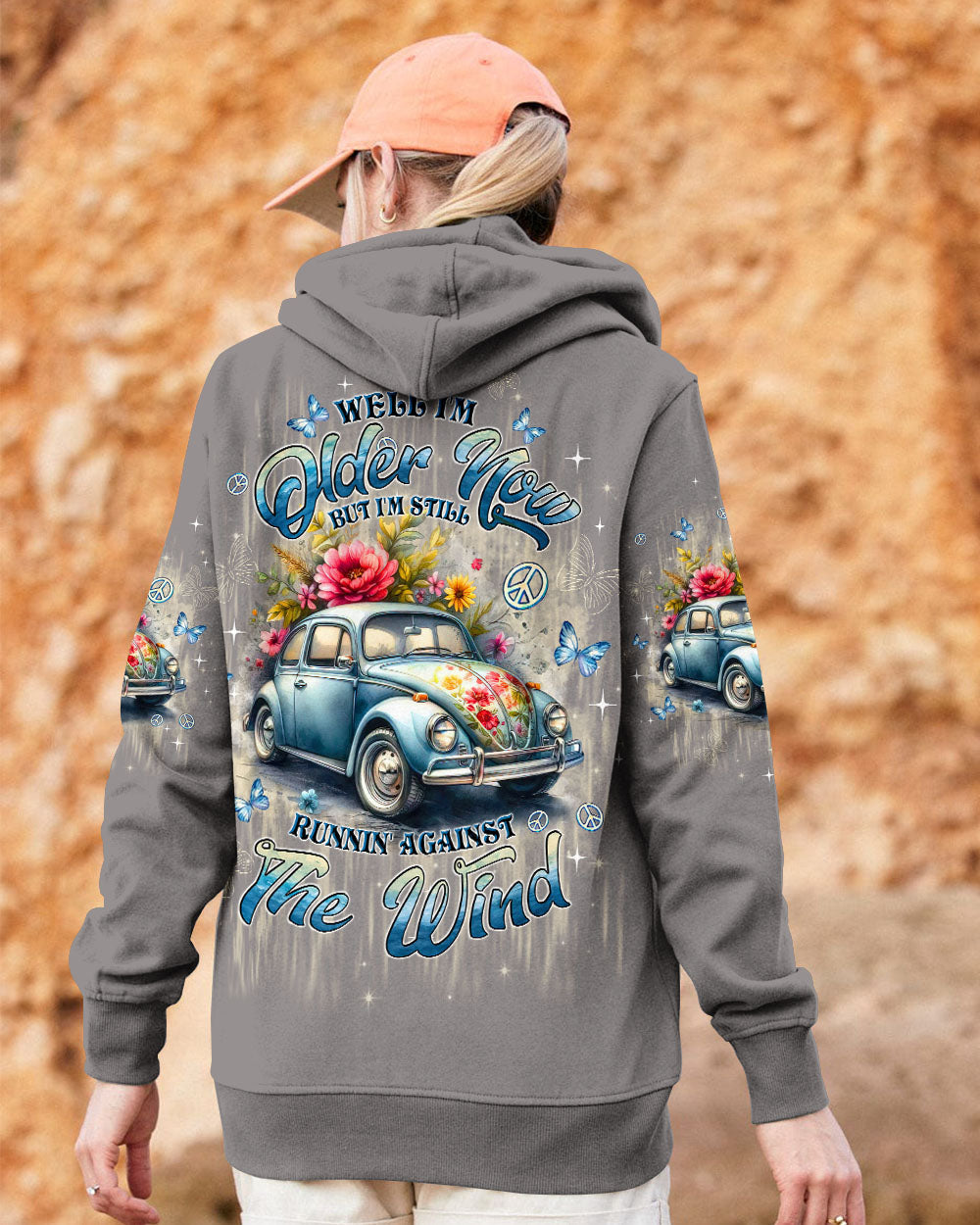 Older Now but Still Runnin Against the Wind Vintage Floral Peace Car AOP Shirts _9_ WfDfg