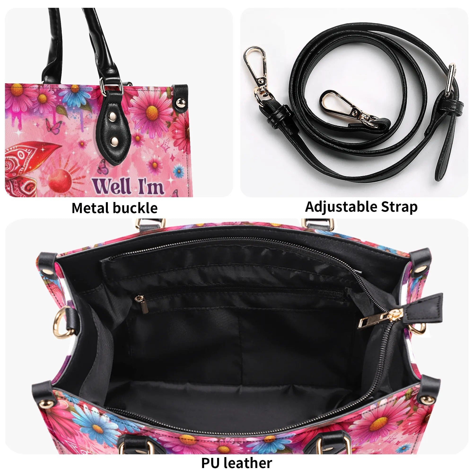 Older Now but Still Running Against The Wind Floral Peace Sign Hippie Leather Bag _7_ z52QJ