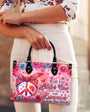 Older Now but Still Running Against The Wind Floral Peace Sign Hippie Leather Bag _9_ SJEiQ